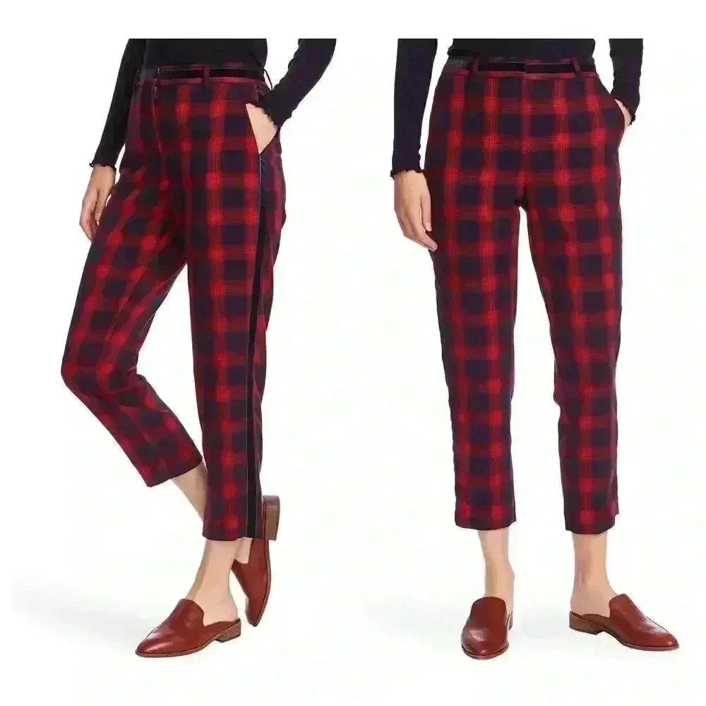 Court & Rowe Velvet Stripe Shadow Plaid Crop Pants